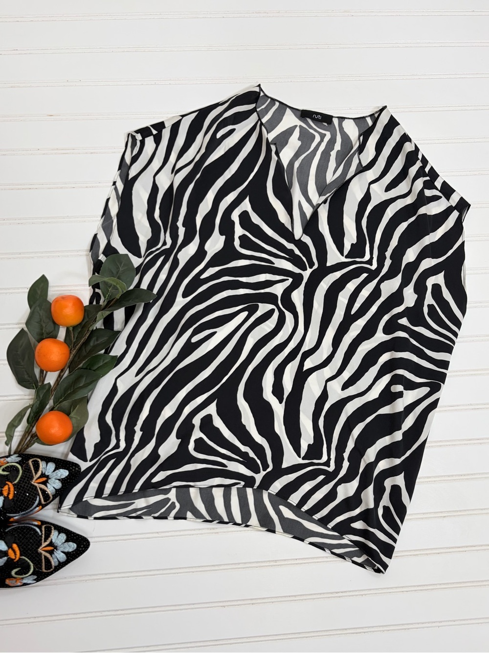 ruti Zebra Print 100% Silk All Day Top